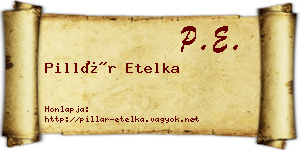 Pillár Etelka névjegykártya